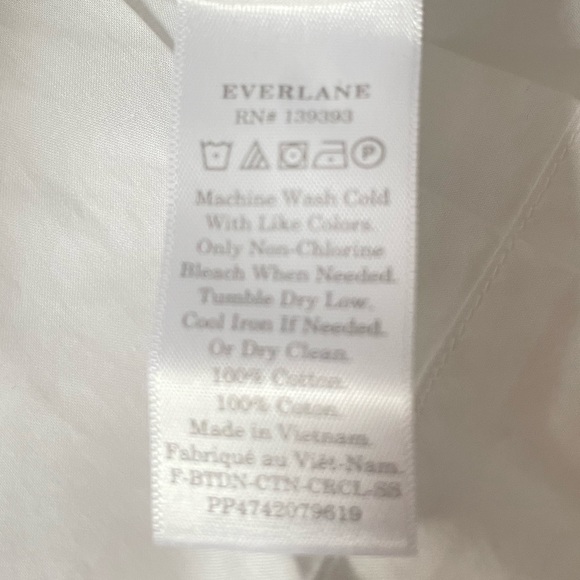 Everlane Circle Back Tie Cotton Top White Size 0 - Picture 6 of 7